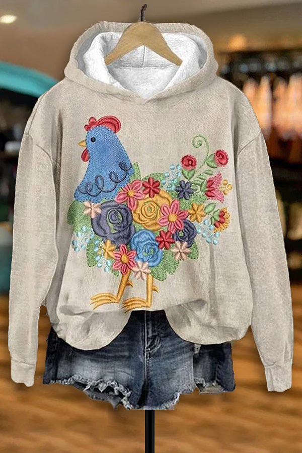 Rest Floral Chicken Print Sweatshirt