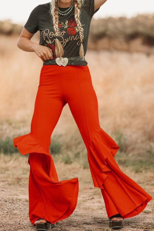 Vintage Pleated Flared Pants