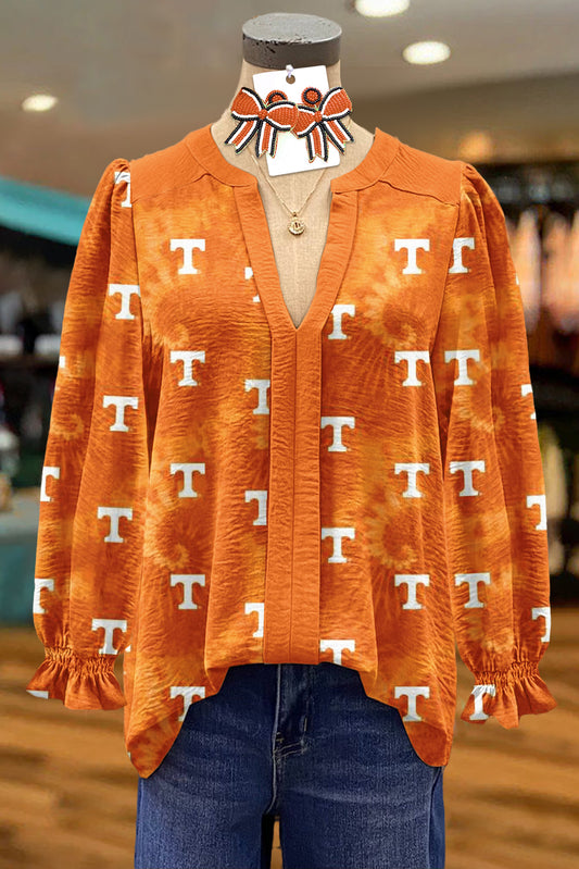 Classic Tennessee Print V-neck Blouse