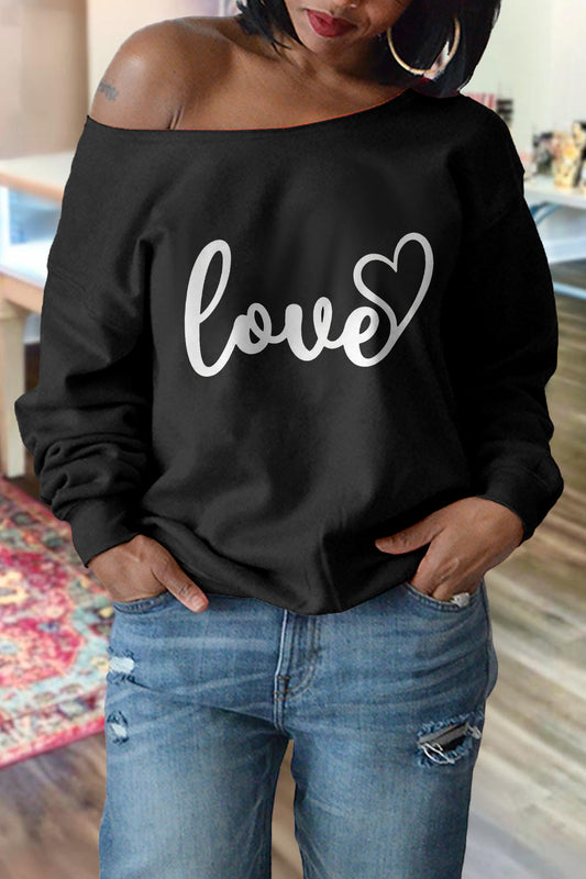 Classic Love Print Drop Shoulder Sweatshirt