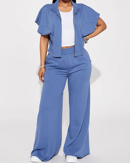 Elastic Waist High-Waisted Loose Trousers