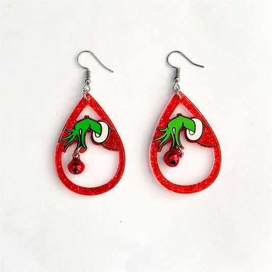 Grinch Bell Green Monster Earrings