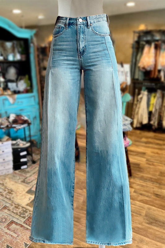 Vintage Washed High Waist Wide Leg Jeans