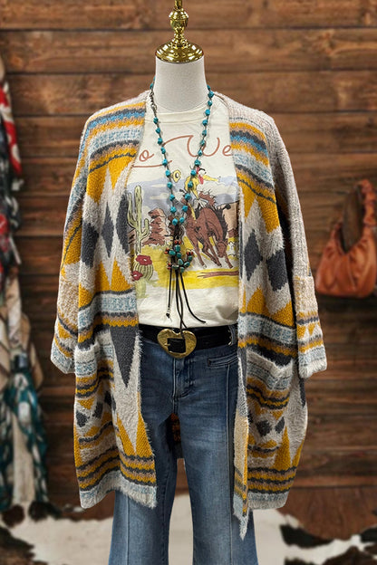 Vintage Western Aztec Print Cardigan