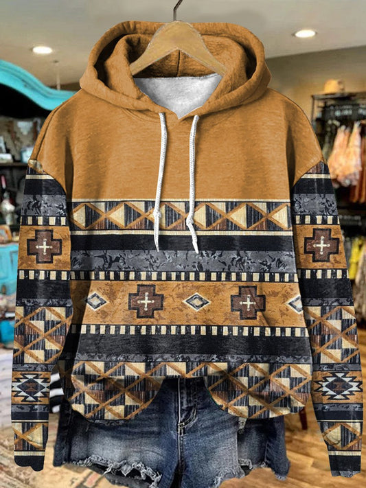 Retro Ginger Rhombus Art Print Casual Hoodie Sweatshirt