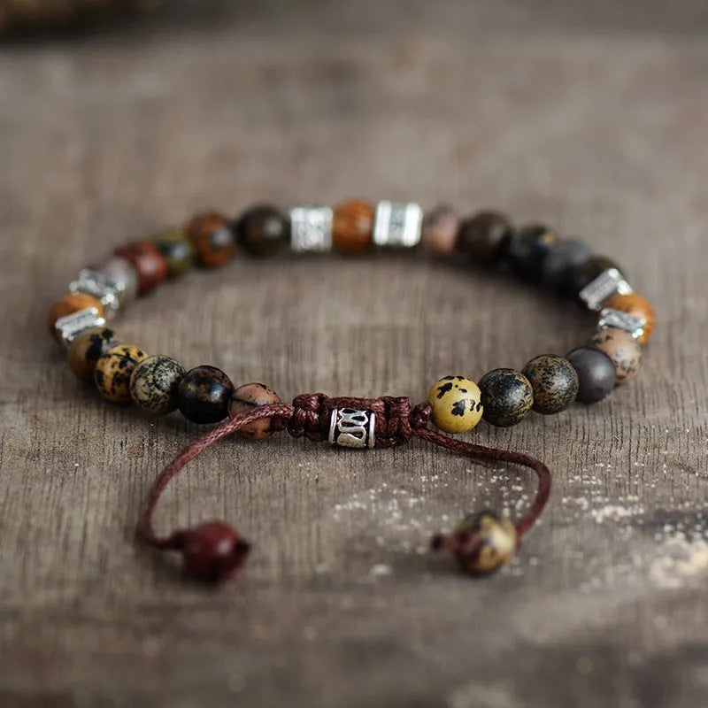 Unisex Natural Agate Beaded Ethnic Style Bracelet