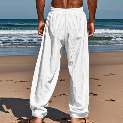 Men's Linen Plain Comfort Breathable Full Length Casual Pants