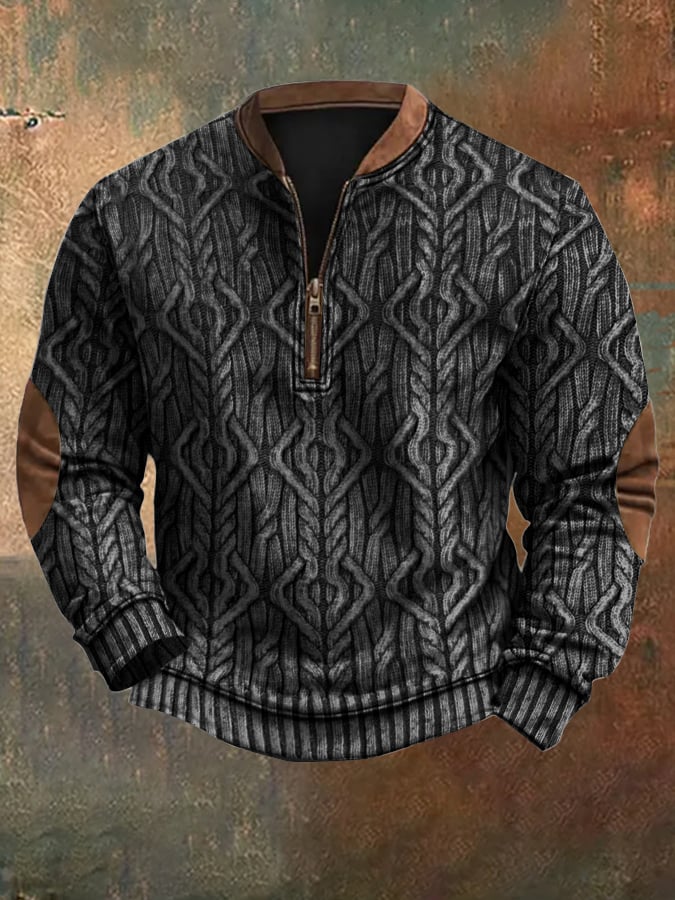 Men's Vintage Knitted Printed Sweatshirt