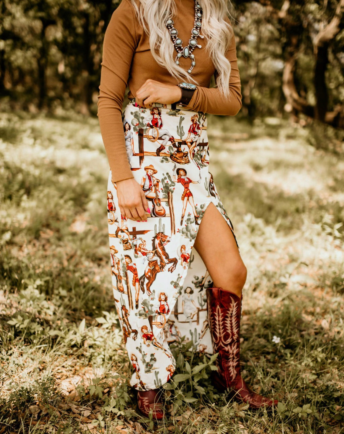 Vintage Western Slit Skirt