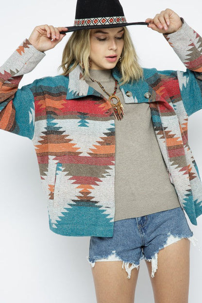 Soft Comfy Lightweight Aztec Pattern Jacket choice of colors