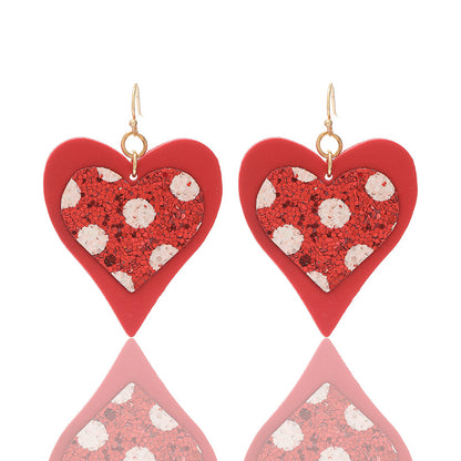 Valentine's Day Sequins Two-tier Teardrop Earrings