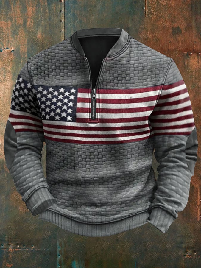 Men's Retro Solid Color Casual Pullover