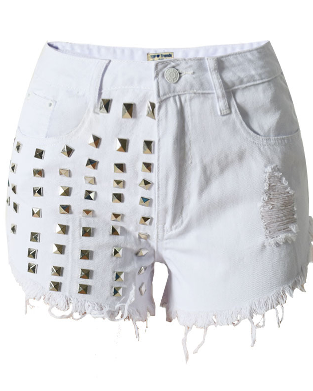 High Waist Ripped Denim Denim Shorts