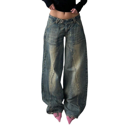 Retro Split Low Rise Loose Jeans