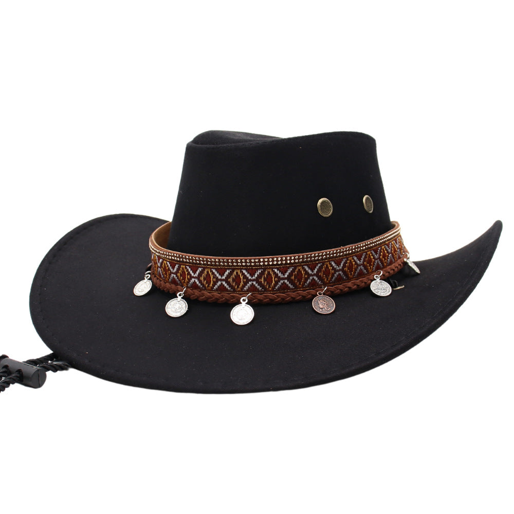 Men's Vintage Western Cowboy Hat Knight Woolen British Felt Hat