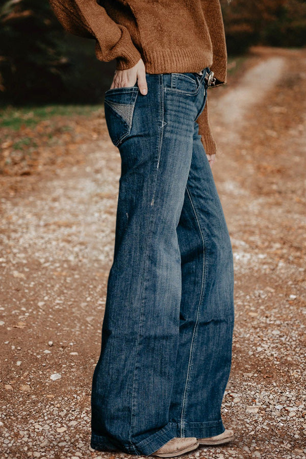 Vintage Washed Wide Leg High Waist Jeans