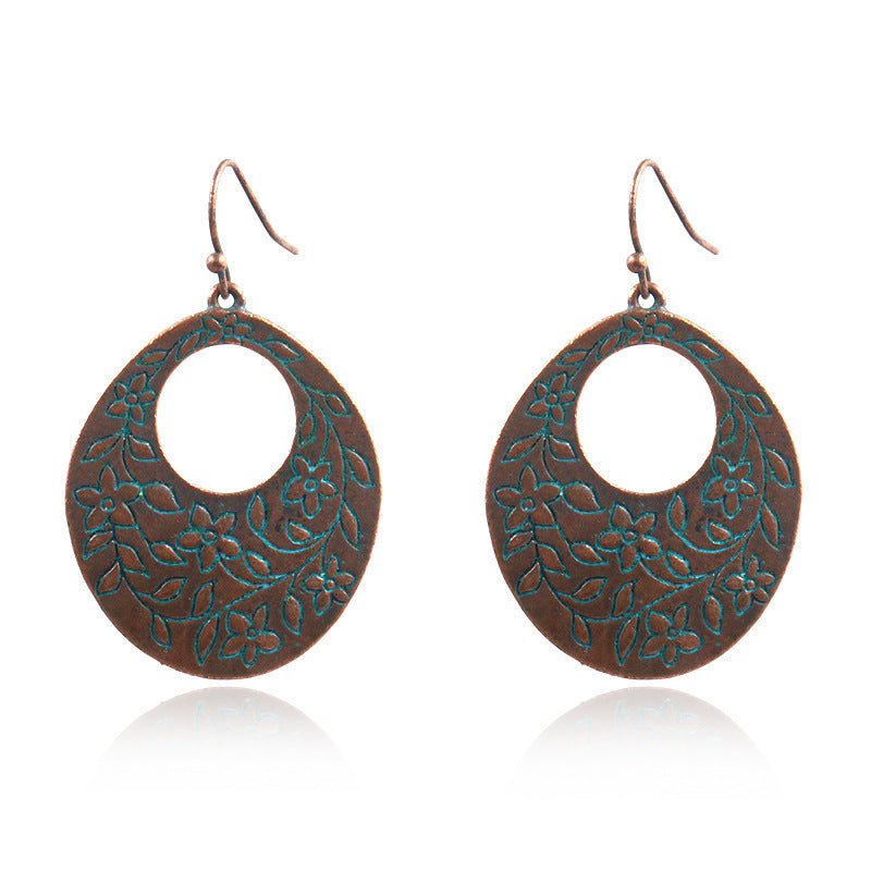 Women's Bohemian Retro Turquoise Hollow Exotic Earrings