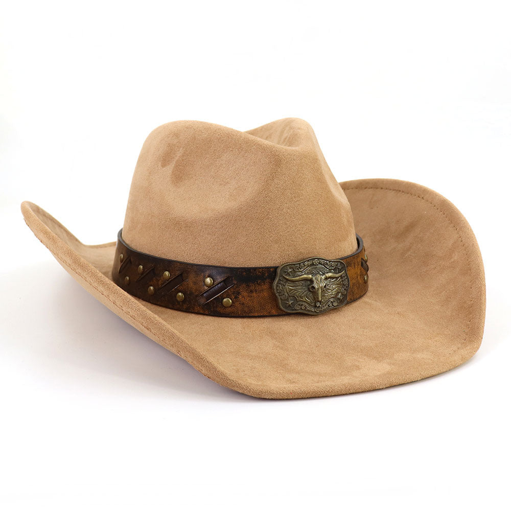 Men's Vintage Western Cowboy Hat Suede Knight Hat