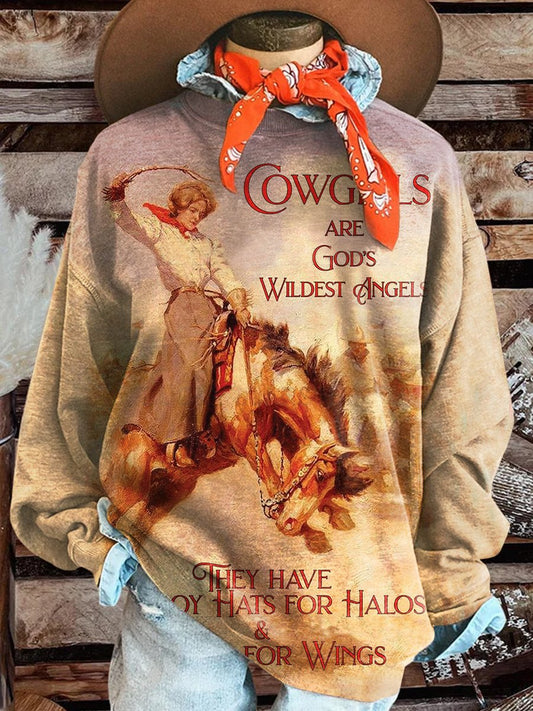 Cowgirl Rodeo Print Casual Sweatshirt