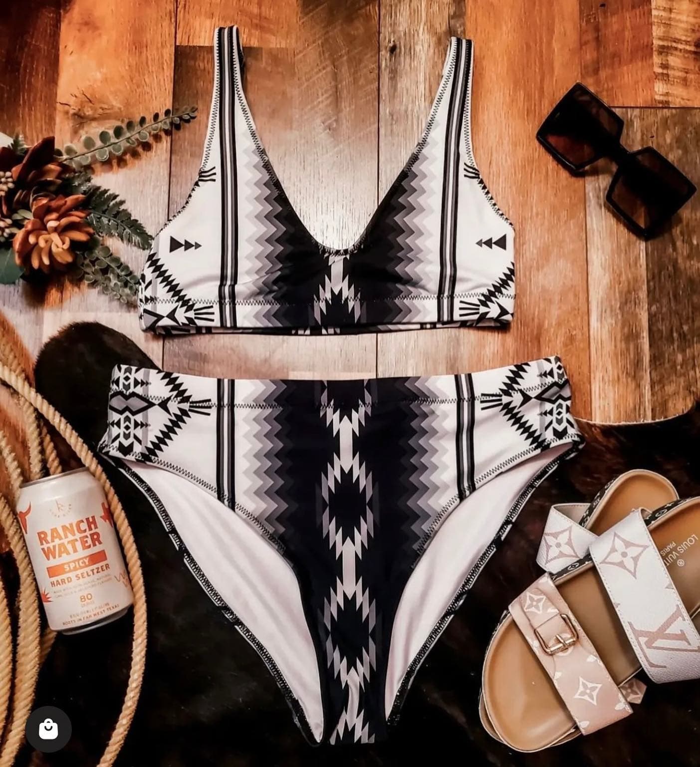 Women's Western Print Swimsuit Set