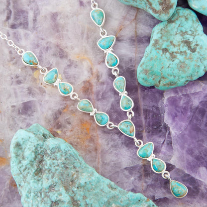 Durango Blue Turquoise and Sterling Silver Y-Necklace