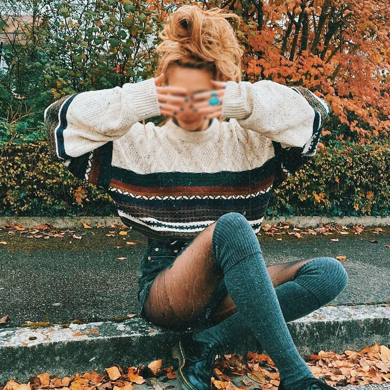 Women Vintage Autumn And Winter Knitted Sweater