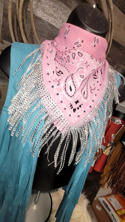 Rhinestone fringe bandana