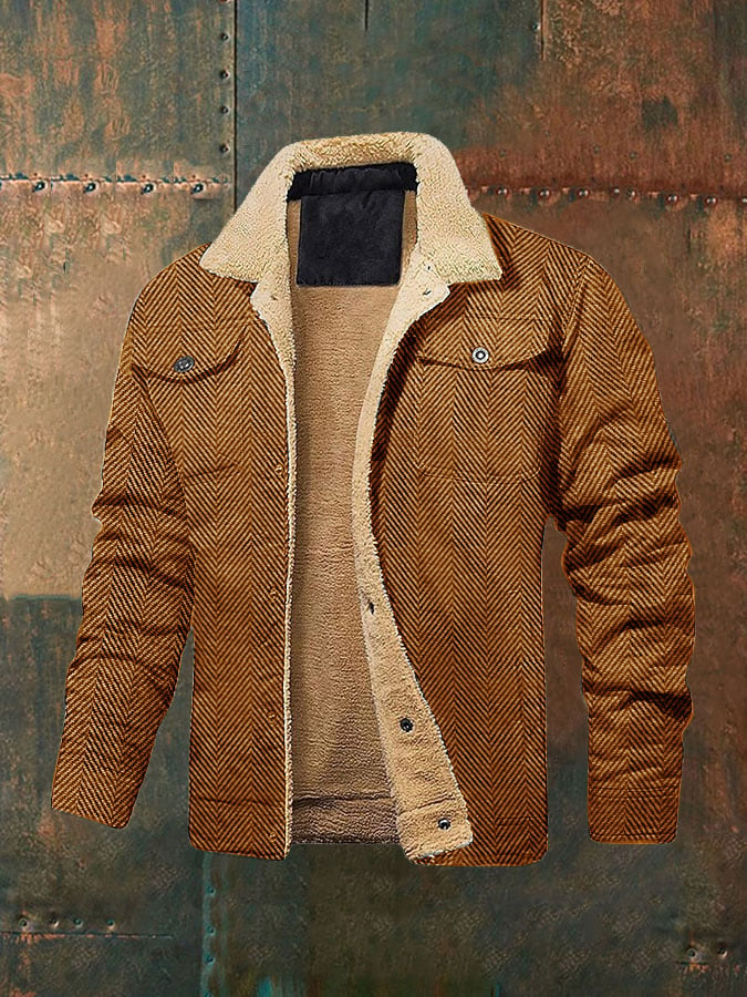 Men's Western Vintage Herringbone Velvet Cotton Work Casual Jacket