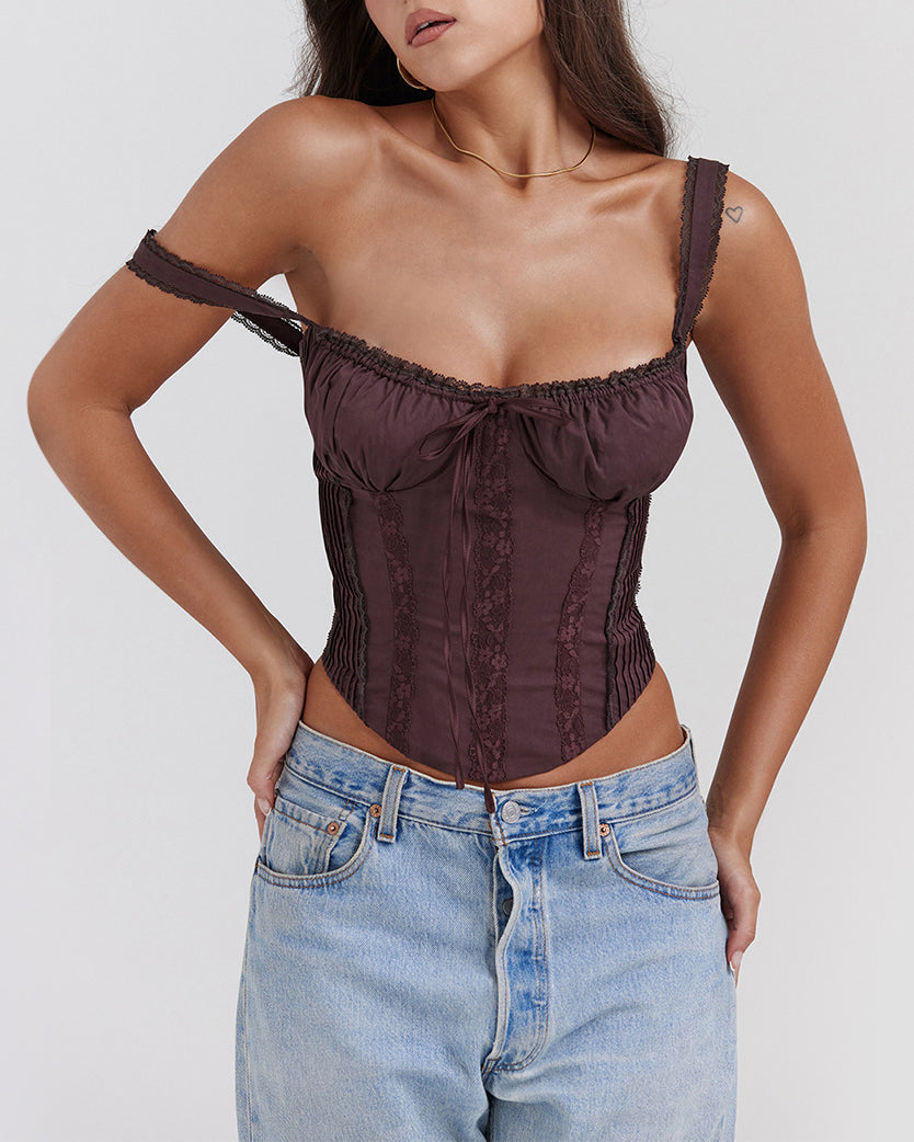 Lace Splicing Strap Short Irregular Camisole