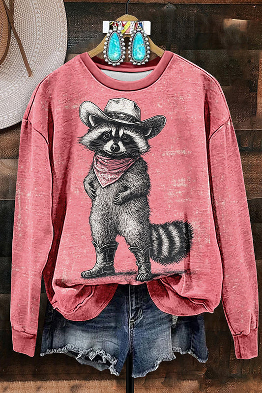 Vintage Western Raccoon Cowboy Back to School Sweatshirt