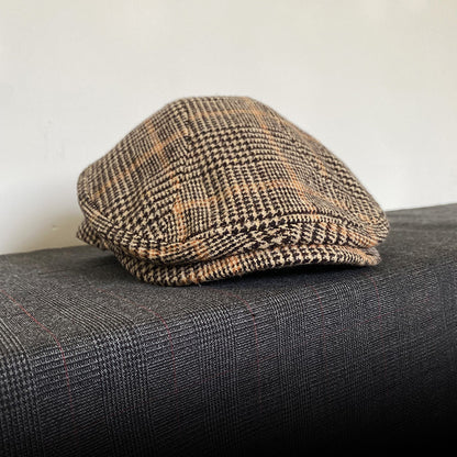 THE PEAKED Marl Flat Hat Plaid-Harris Tweed