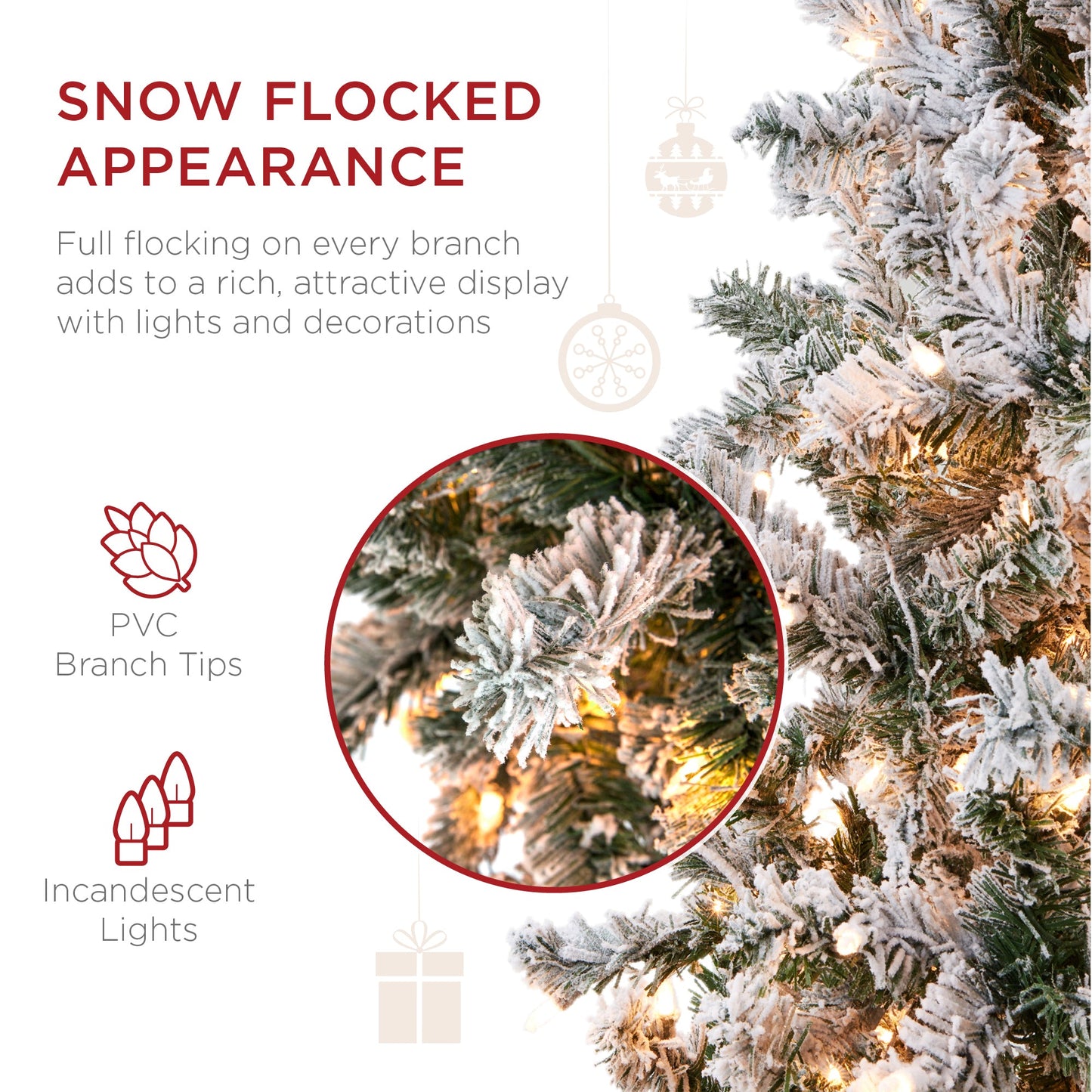 Pre-Lit Snow Flocked Artificial Pencil Christmas Tree