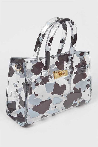 Cleared Cow Print Convertible Bag