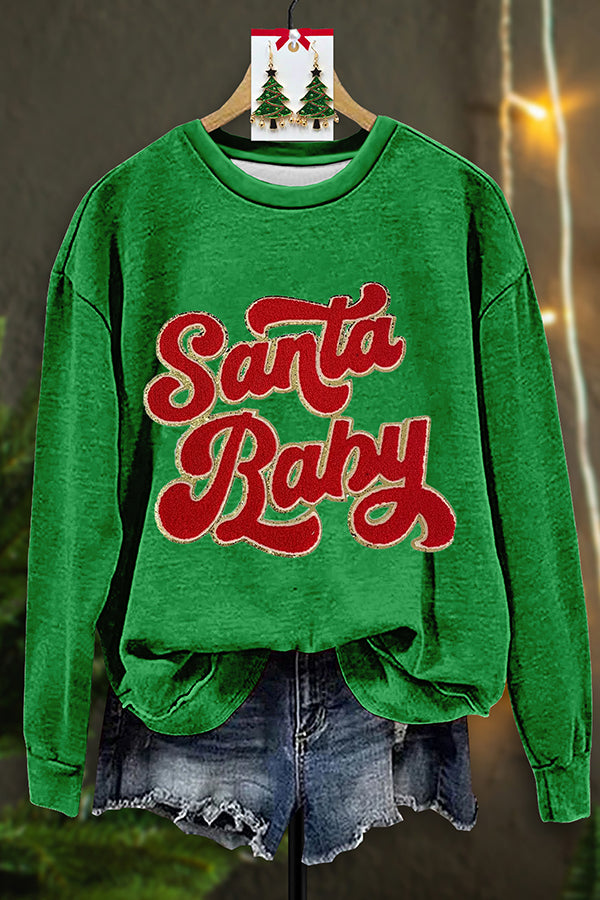 Beautiful Christmas Santa Baby Print Sweatshirt