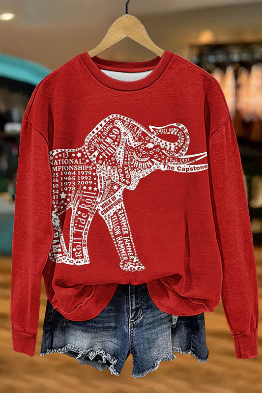 Red Gameday Alabama Print Sweatshirt