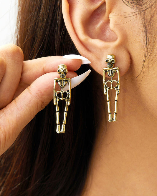 Dark Halloween Skull Skeleton Earrings