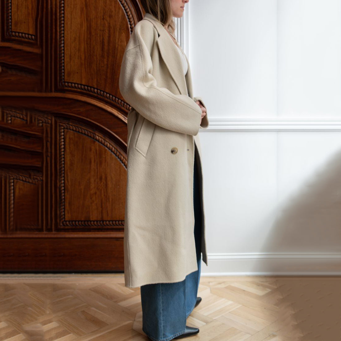 Wool Double-Breasted Trench Coat