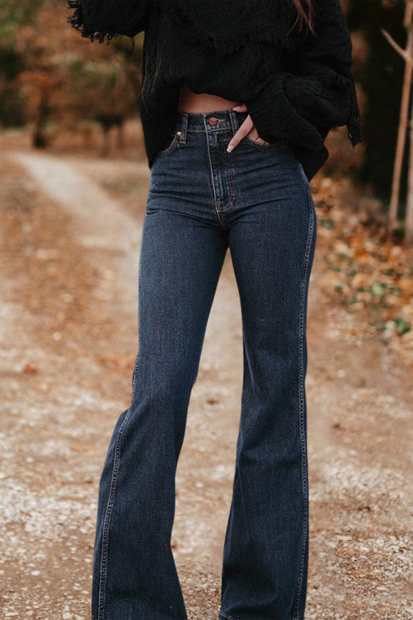 Vintage Washed High Waist Wide Leg Jeans