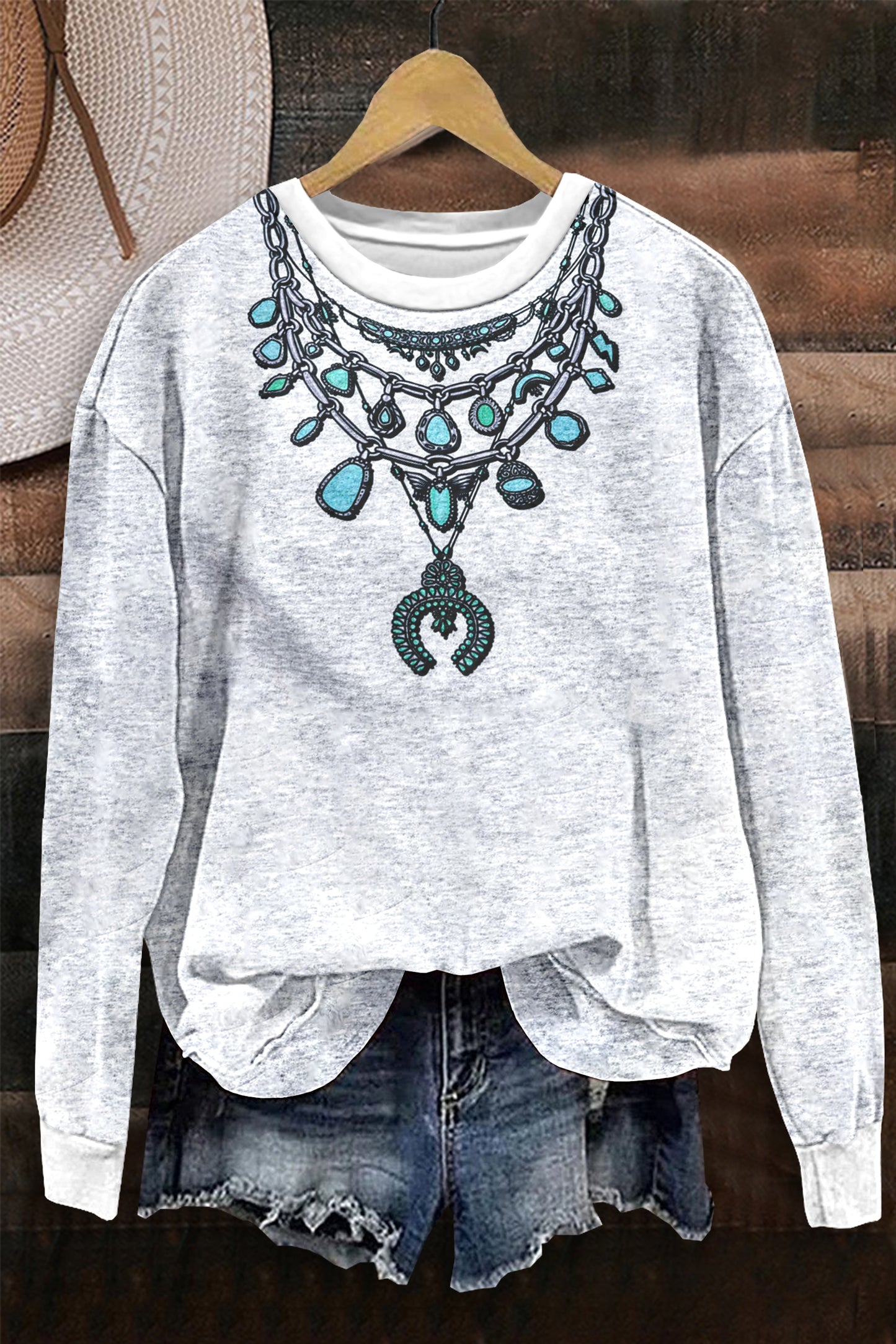 Turquoise Print Sweatshirt