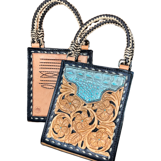 Turquoise Gator Card Handbag