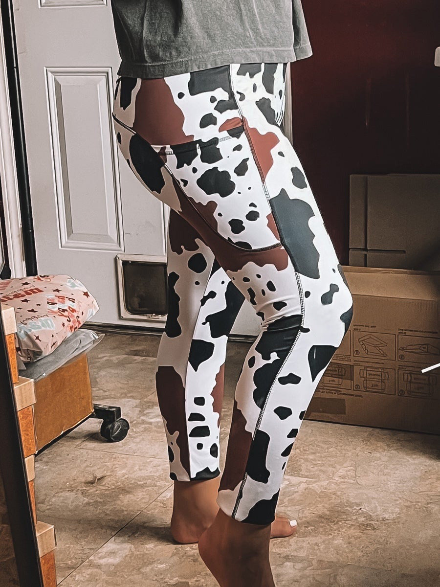 Cow Print Pocket Leggings