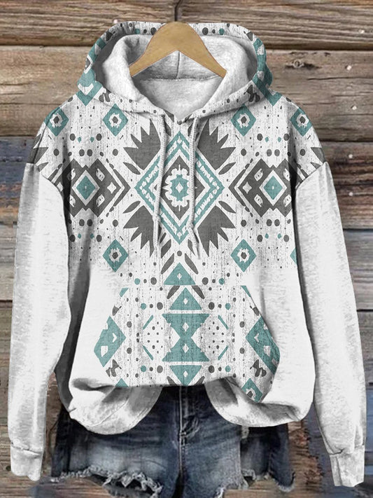 Retro Geometric Aztec Art Print Casual Hoodie Sweatshirt