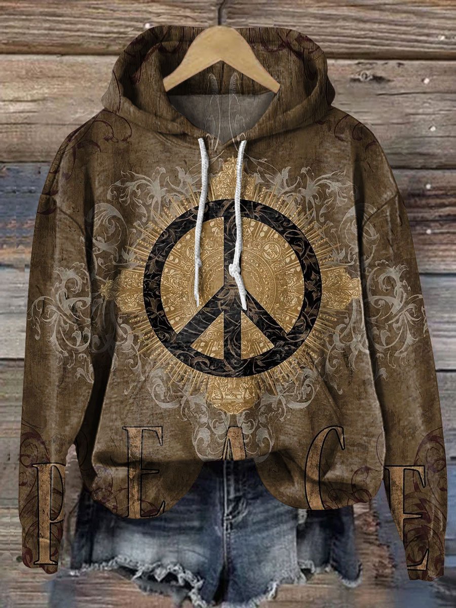 Peace Love Cool Wing Art Casual Hoodie Sweatshirt