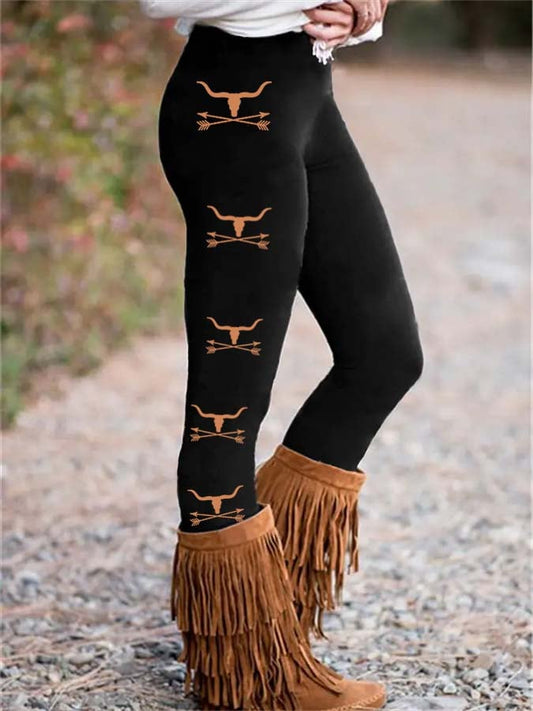 Women's Western Bullhead Print Leggings