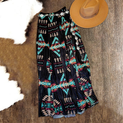 Pretty Western Aztec Print Skirt