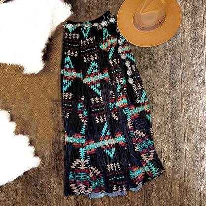 Pretty Western Aztec Print Skirt