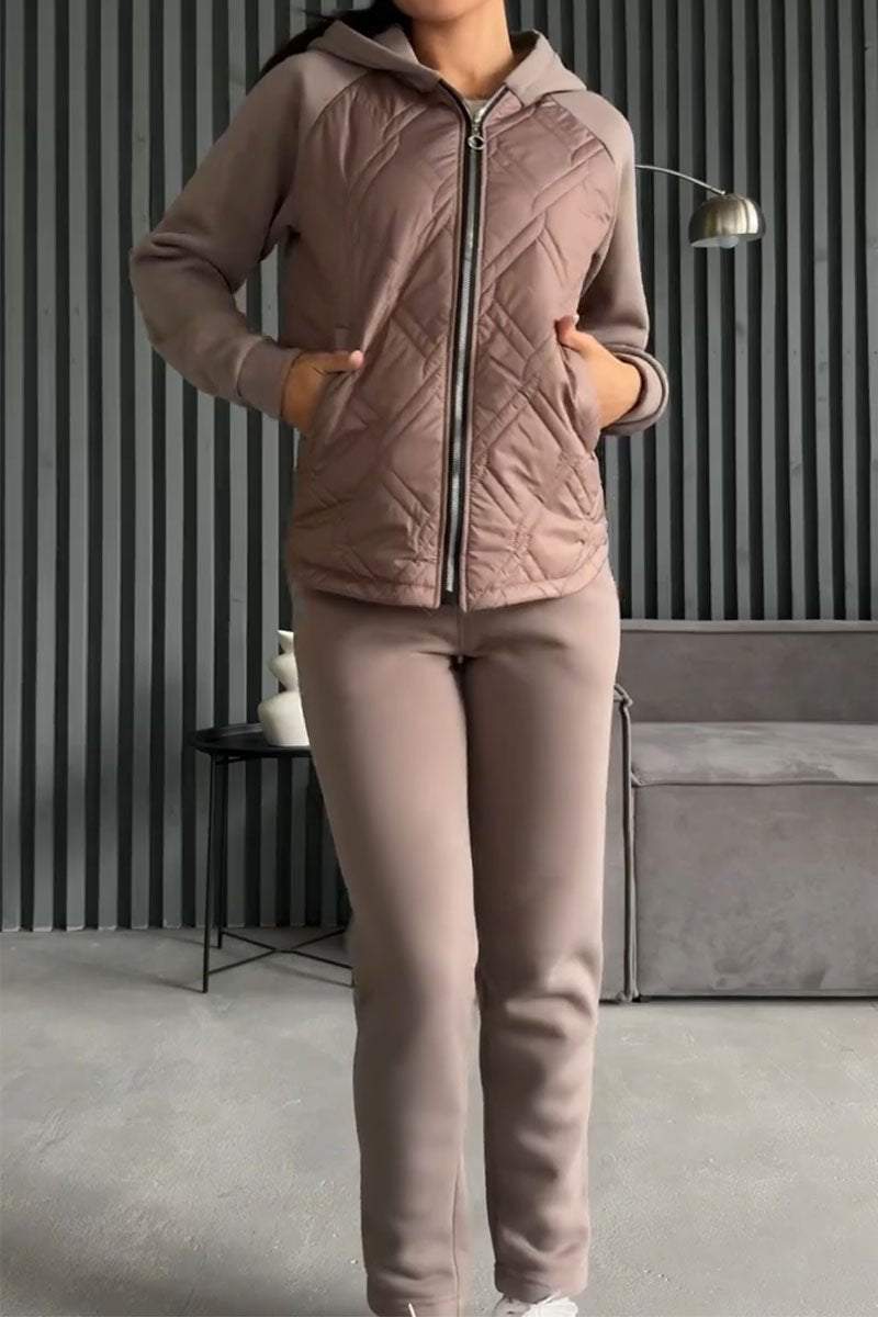 Women's Casual Solid Color Cardigan Two-Piece Set