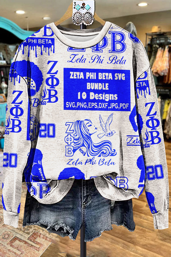 Elegant Contrast Color Zeta Phi Beta Sweatshirt