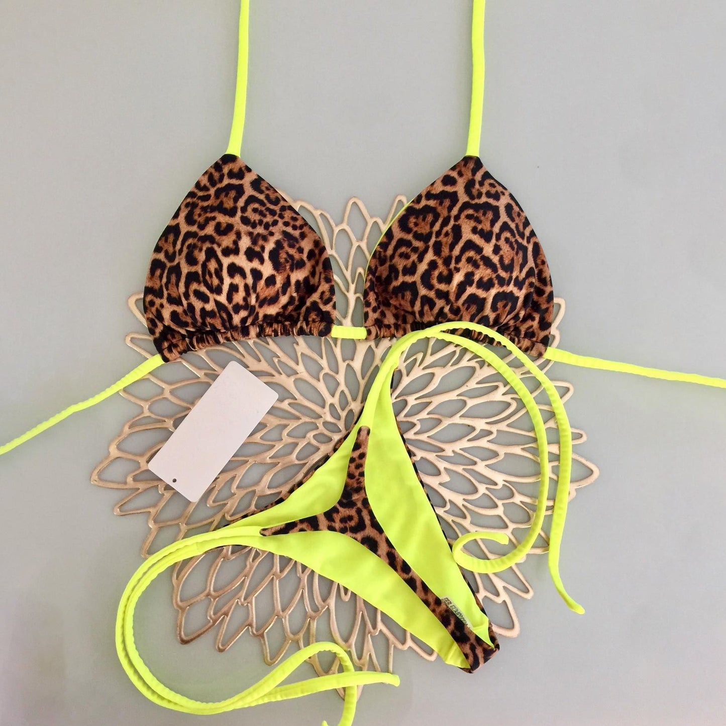 Fashion Sexy Leopard Color Matching Sling Bikini