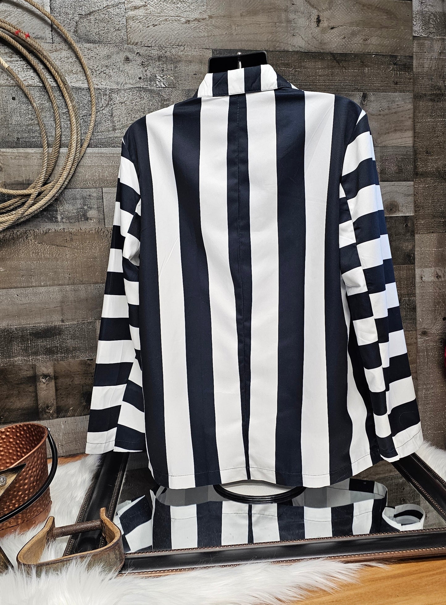 BeetleJuice Prison Stripe Blazer Women's